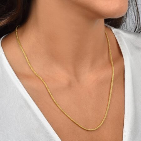 14K Real Gold Popcorn Chain, 2.80 mm Curb Choker Chain