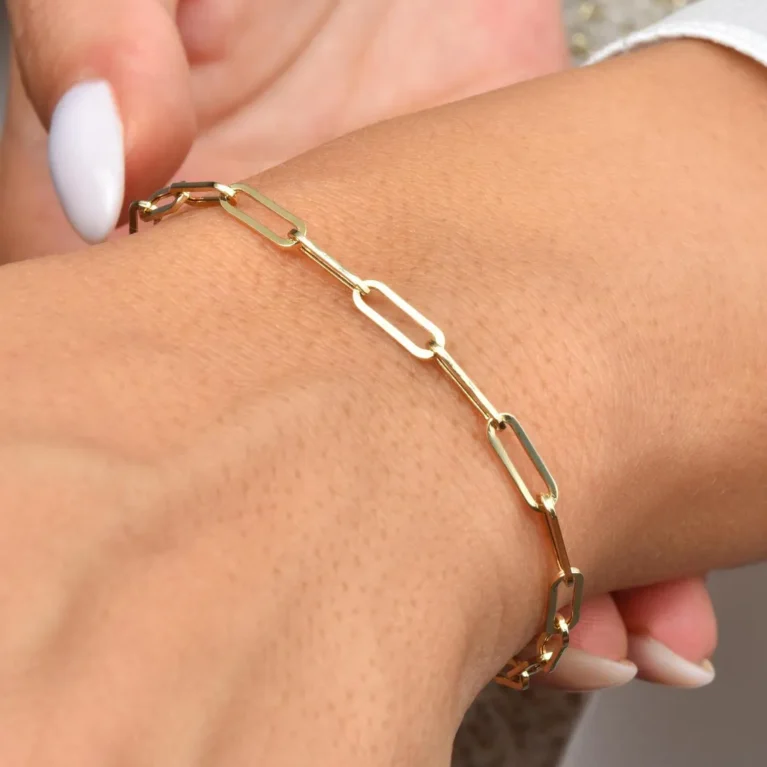 14k Gold Paperclip Chain Bracelet 3.2MM