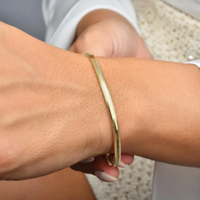 14k Gold Fine Jewelry Straight Chain Chevron Bracelet