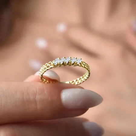 14k Solid Gold Baguette Diamond Wedding Band