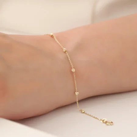 Real Ball Chain Bracelet, 14K Dainty Gold Bracelet, Minimalist Bracelet, Gold Beaded ChainMini Multi balls Chain Bracelet, Beaded Ball Chain