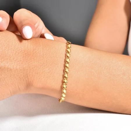 14k Solid Gold Unique Bracelet by / Gold Link Chain / Last Minute Gift Idea Gift for Mom / Sparkle Fashion Delicate / Stacking, Gift For Her