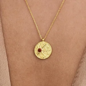 Textured Drop Pendant Necklace in 14K Real Gold – Teardrop Sun Medallion, Tiny Gold Charm, Minimalist Sunshine Jewelry
