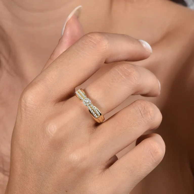 14K Real Solid Diamond Gold Ring - Engagement Ring