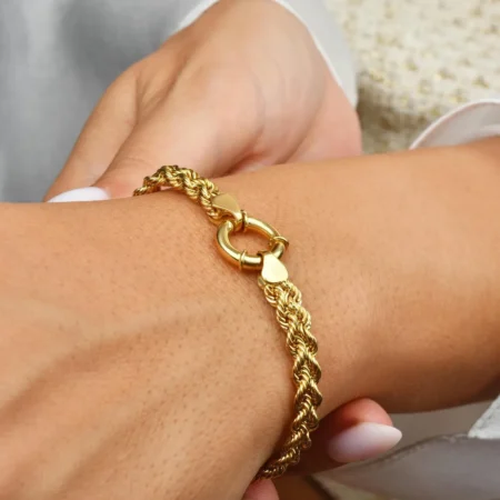 14K Solid Gold Rope Chain Bracelet