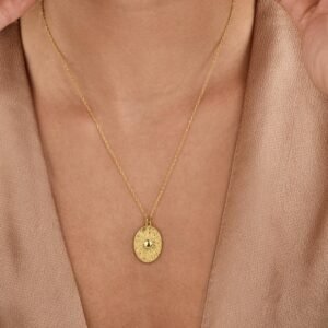Solar Medallion Necklace in 14K Solid Gold – Handmade Sun Talisman, Radiant Energy Symbol, Timeless Mythology-Inspired Jewelry- Gift for Her