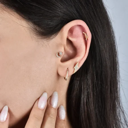 Lightning Bolt Piercing in 14K Solid Gold