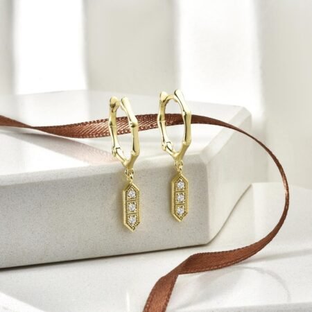 Diamond Huggie Earrings in Real 14K Yellow Gold – Rimmed Diamond Huggies, Available in Rose, White & Yellow Gold, Small Diamond Hoops