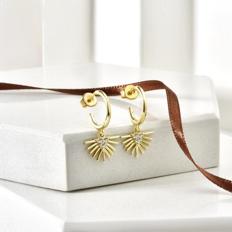 Diamond Huggie Hoops in 14K Gold – Shared Prong Diamond Hoops, Small Diamond Earrings, Last Minute Gift Idea