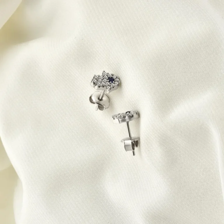 Diamond Hamsa Earrings in 14K Solid Gold