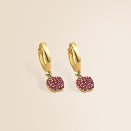 Apple Huggie Hoop Earrings in 14K Gold