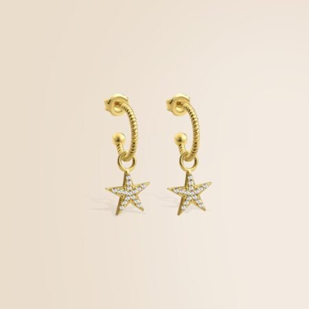 Star Stud Earrings in 14K Solid Gold – Small Celestial Earrings, White, Yellow & Rose Gold, Perfect for Everyday Wear