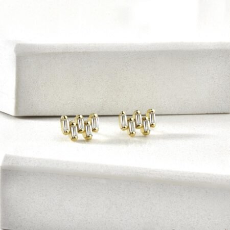 Baguette Diamond Stud Earrings in 14K Gold