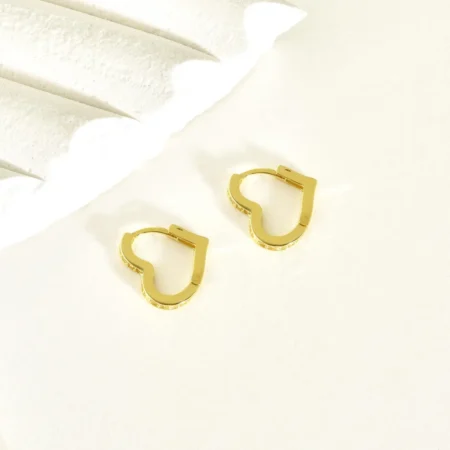 Diamond Heart Earrings in 14K Gold