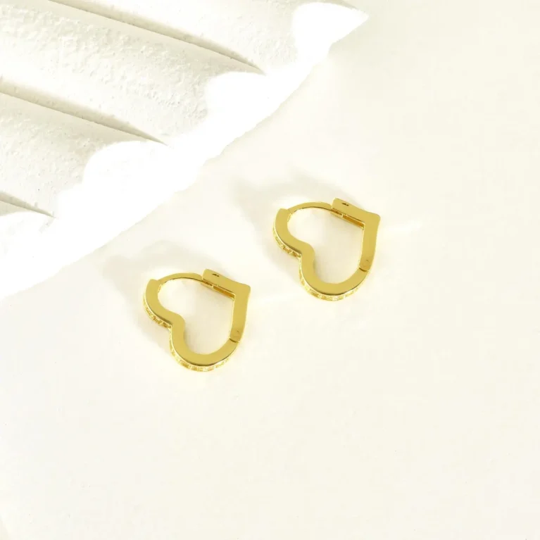 Diamond Heart Earrings in 14K Gold